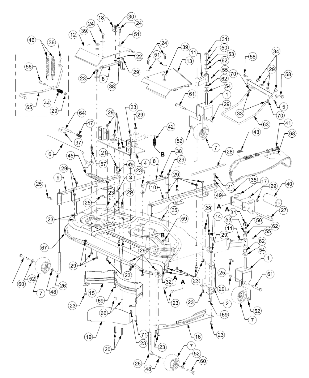 Deck Assembly 48 Inch Diagram and Parts List for GT2186-48 13A298M710-13A298M712 Cub Cadet Lawn Tractor